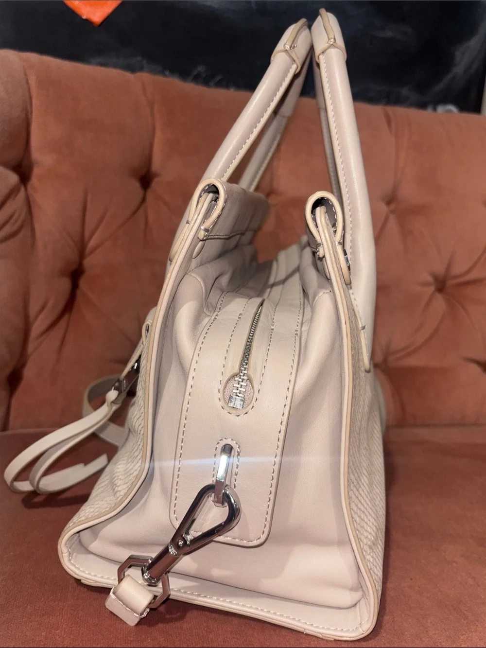 Louise et Cie top handle/crossbody snakeskin embossed leather purse zip closure